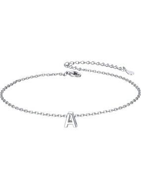 Letter A Initial Bracelet 925 Sterling Silver Letter Bracelet Dainty